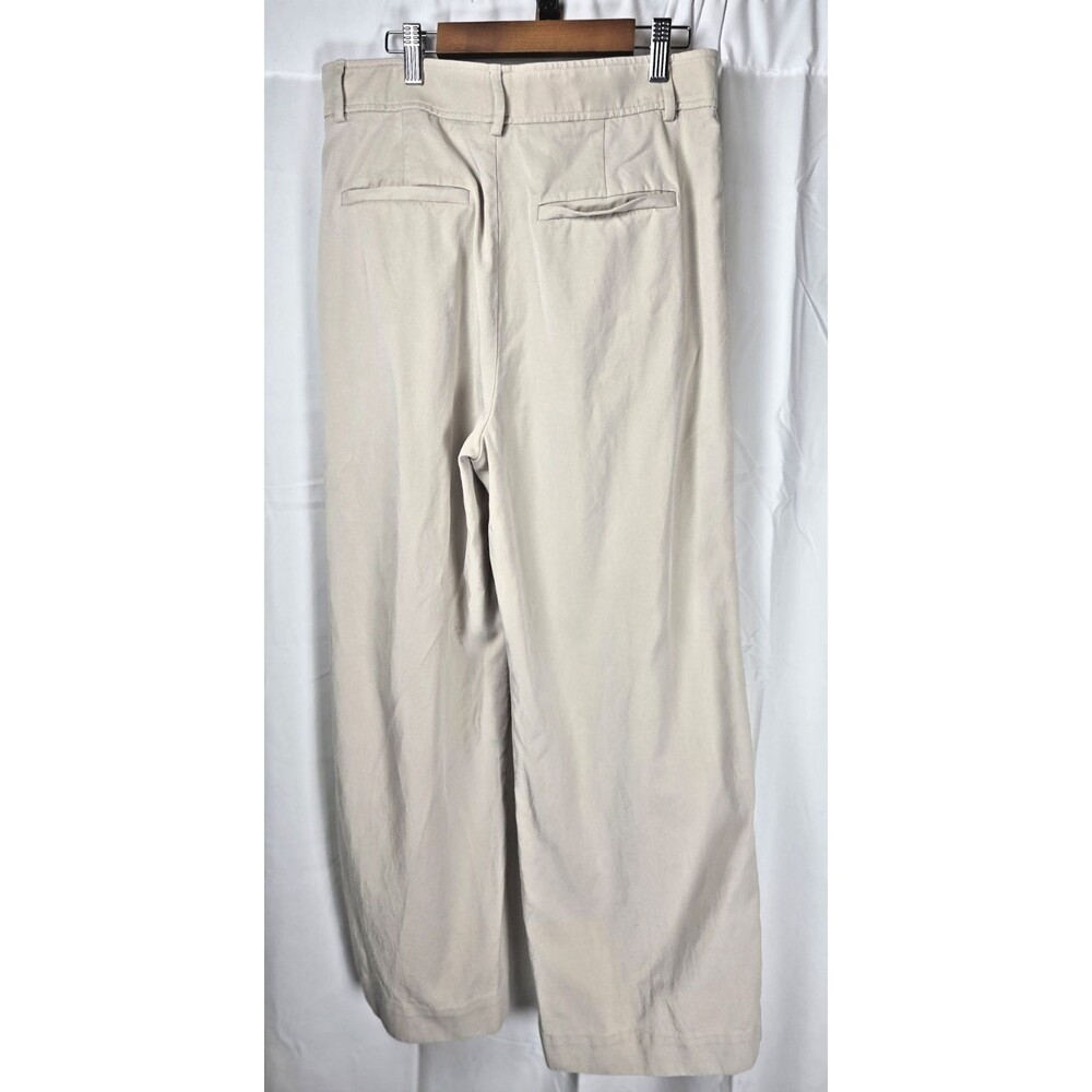 Everlane Women's 8S Short Cream Pleated Tencel Cotton Casual Loose Fit Pants - Picture 8 of 9